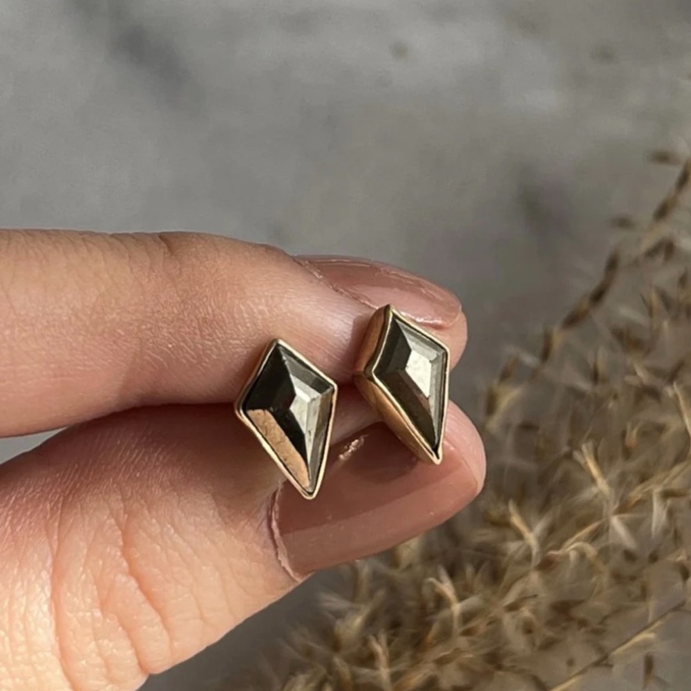 Emily Amey 14k Yellow Gold & Sterling Silver Pyrite Stud Earrings